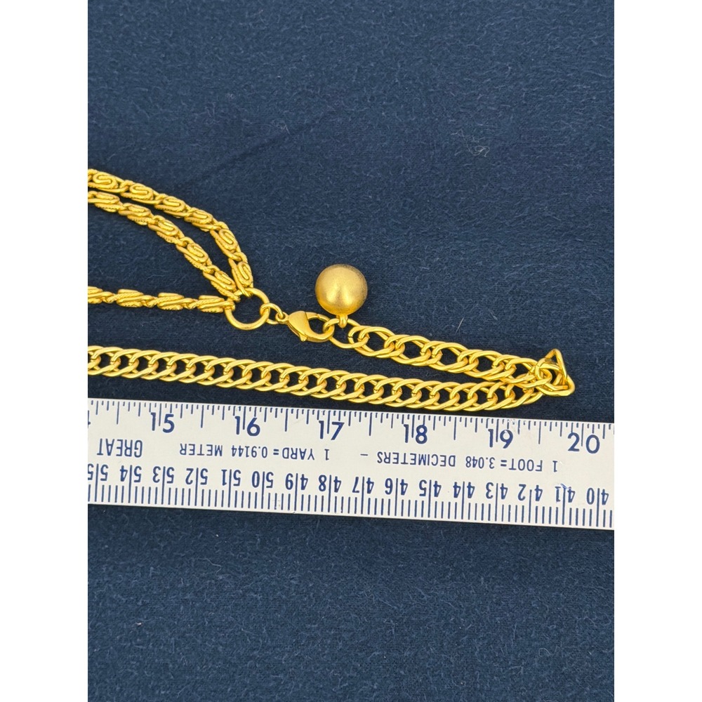 Vintage Gold Tone Multi Strand Layered Chain Belt with Ball Charm Adjustable - Picture 3 of 4